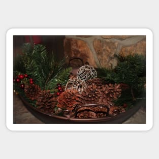 Holly And Pine Cones Sticker